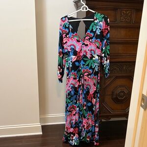 Anthropologie Maeve Black Floral Long Sleeve Dress
